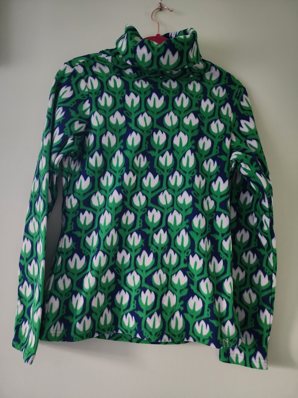 CK Bradley Green Floral Fleece Turtleneck Top